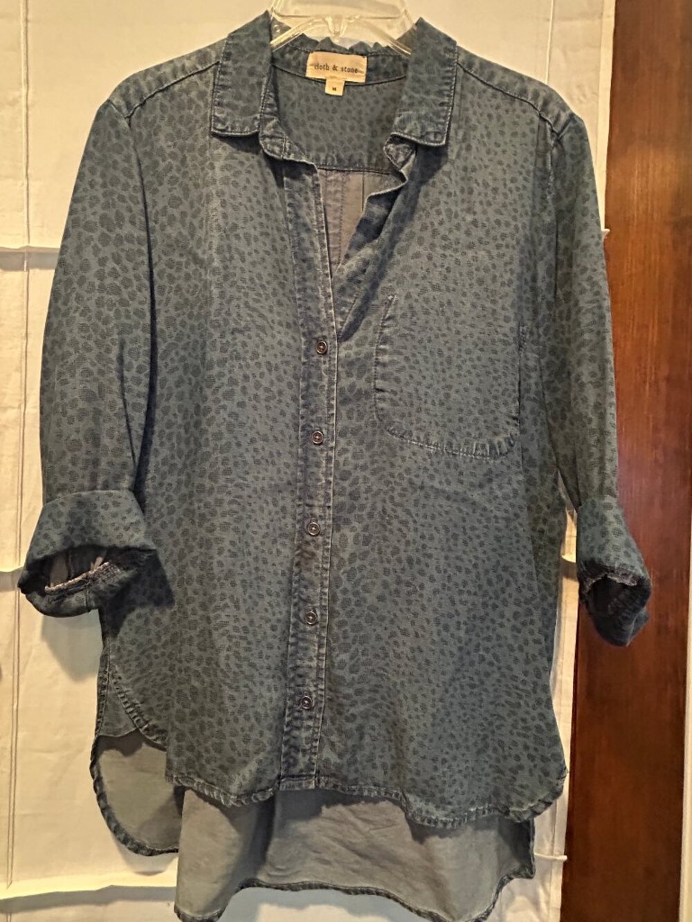 Cloth and Stone Long Tencel Tunic Button Down with interesting pattern
